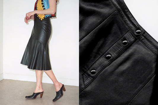 Mermaid Black Leather Skirt